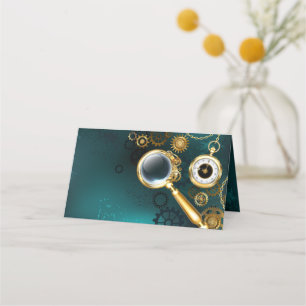 Magnifier in Steampunk Style Place Card