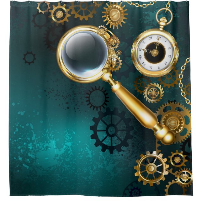 Magnifier in Steampunk Style Shower Curtain (Front)