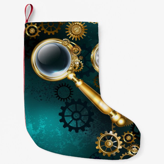 Magnifier in Steampunk Style Small Christmas Stocking (Front)