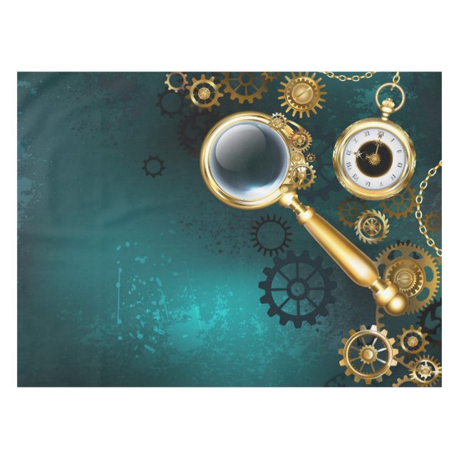 Magnifier in Steampunk Style Tablecloth (Front (Horizontal))