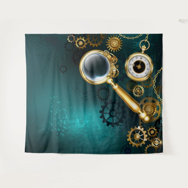 Magnifier in Steampunk Style Tapestry (Front (Horizontal))