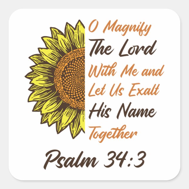 Magnify the Lord - Psalm 34:3 - Christian Stickers (Front)