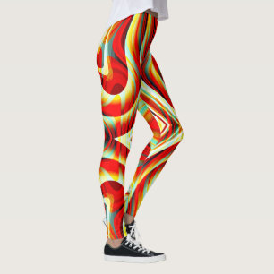 Magnifying curved red strokes overlapping in mess leggings