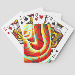 Magnifying curved red strokes overlapping in mess  playing cards
