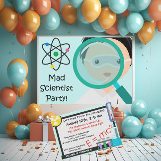 Magnifying Glass Boy Scientist Birthday Invitation