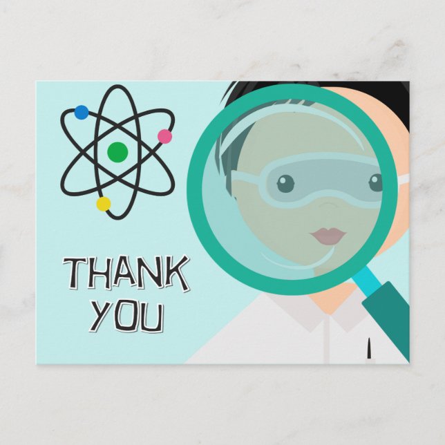 Magnifying Glass Boy Scientist Thank You Postcard (Front)
