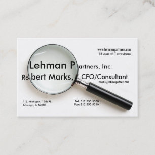 magnifying glass business card