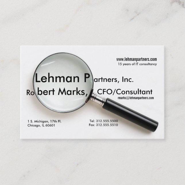 magnifying glass business card (Front)