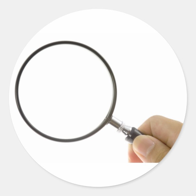 Magnifying glass classic round sticker (Front)