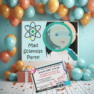 Magnifying Glass Girl Scientist Birthday Invite