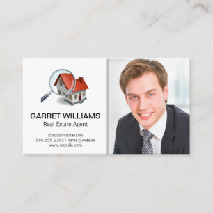 Magnifying Glass Home Logo   Smiling Business Man Card