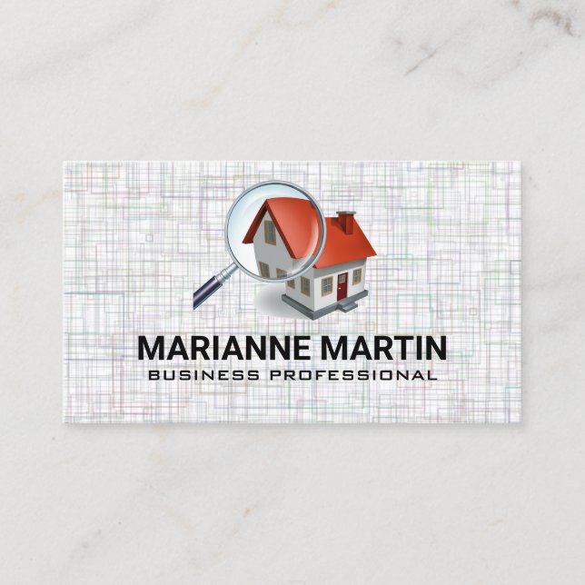 Magnifying Glass Home | Real Estate Business Card (Front)