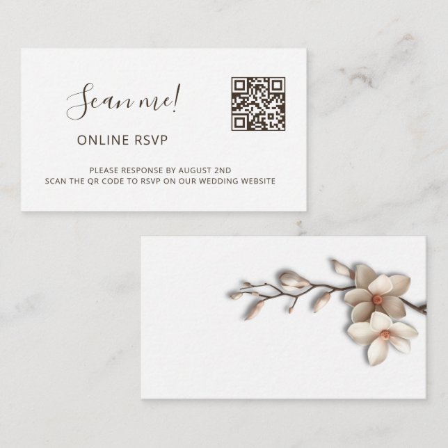 Magnolia 3D Flowers RSVP Online Enclosure Card (Front/Back)