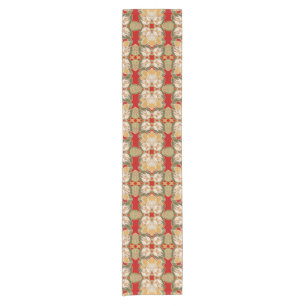 Magnolia Abstract Design with Red Background Short Table Runner