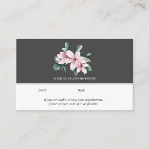 Magnolia and Eucalyptus   Dark Grey   Appointment Business Card