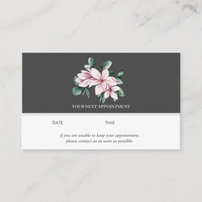 Magnolia and Eucalyptus | Dark Grey | Appointment Business Card (Front)