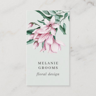 Magnolia and Eucalyptus  grey Floral Botanical Business Card