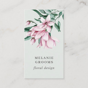 Magnolia and Eucalyptus grey Floral Botanical Business Card