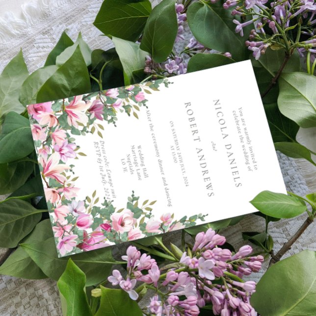 Magnolia and Eucalyptus Wedding Invitation (Creator Uploaded)