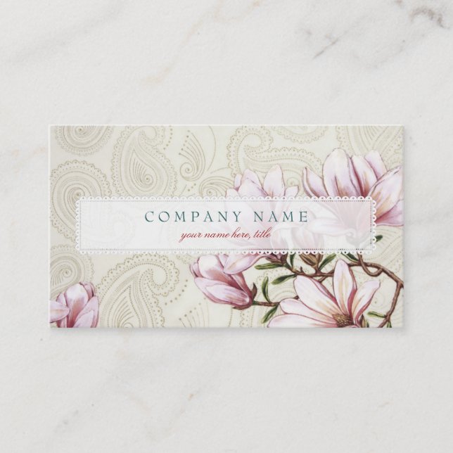 Magnolia and Paisley Business Card (Front)