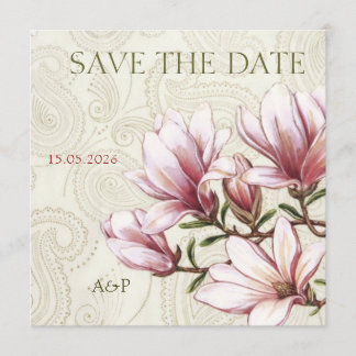 Magnolia and Paisley Wedding Save the Date