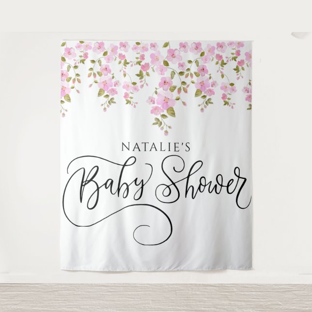 Magnolia Baby Shower Backdrop Tapestry (Front)