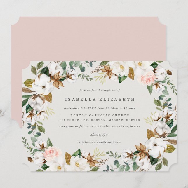 Magnolia Baptism Invitation (Front/Back)