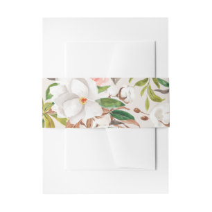 Magnolia Belly Band Wedding Invitation Wrap L201
