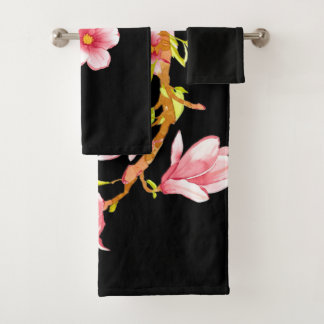 Magnolia Black Bath Towel Set