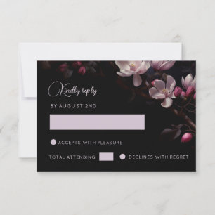 Magnolia Black Floral RSVP Card
