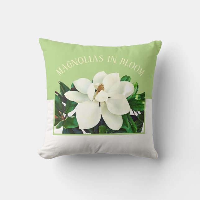 Magnolia Bloom | 16"x16" Reversible Throw Pillow (Front)