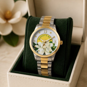 Magnolia Bloom Elegant Two-Toned Women's Watch