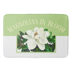 Magnolia Bloom   Large Green Bath Mat
