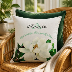Magnolia Bloom   Life is Beautiful Personalised Cushion