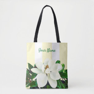 Magnolia Bloom Personalised Yellow & White Tote Bag