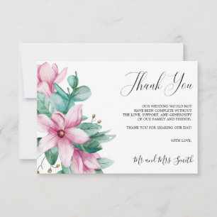 Magnolia Bloom Rustic Floral Wedding Thank you Card