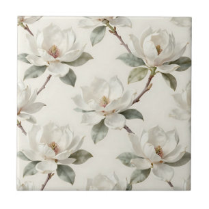 Magnolia Bloom Soft Neutral Pattern Tile