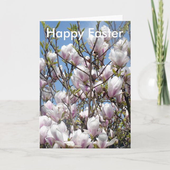 Magnolia Blooms In Spring Easter Greetings Card (Front)