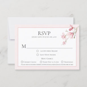 Magnolia Blooms Menu Choice RSVP Cards