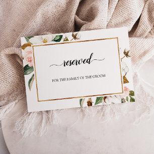 Magnolia Blossom Floral Wedding Reserved Sign Invitation