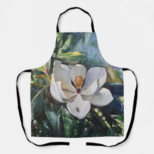Magnolia Blossom Oil Painting of Nature’s Harmony Apron
