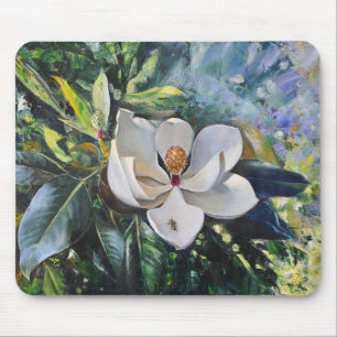 Magnolia Blossom Oil Painting of Nature’s Harmony Mouse Pad