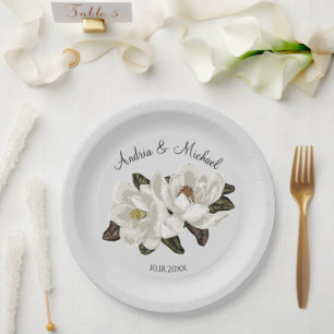 Magnolia blossom paper plates