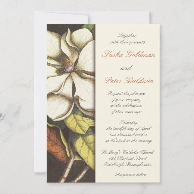 Magnolia Blossom Wedding Invitation (Front)