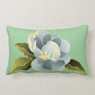 Magnolia Blossom with Leaves Lumbar Cushion