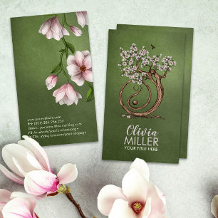 Magnolia Blossom Yin Yang Tree Business Card