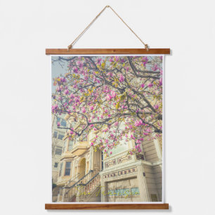 Magnolia Blossoms and Victorian House Hanging Tapestry