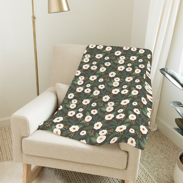Magnolia Blossoms Floral Fleece Blanket (Creator Uploaded)