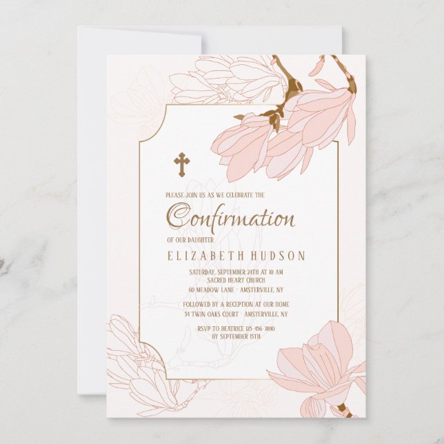 Magnolia Blossoms Invitation (Front)