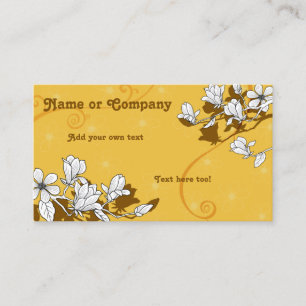 Magnolia Blossoms on Bright Amber Business Card
